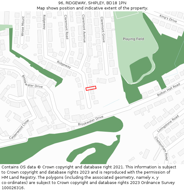 96, RIDGEWAY, SHIPLEY, BD18 1PN: Location map and indicative extent of plot