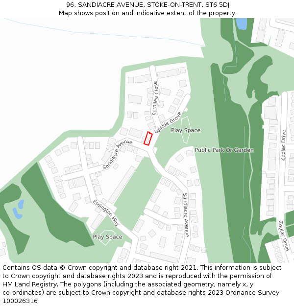 96, SANDIACRE AVENUE, STOKE-ON-TRENT, ST6 5DJ: Location map and indicative extent of plot