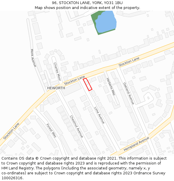 96, STOCKTON LANE, YORK, YO31 1BU: Location map and indicative extent of plot