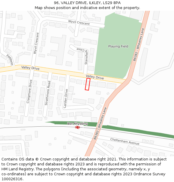 96, VALLEY DRIVE, ILKLEY, LS29 8PA: Location map and indicative extent of plot