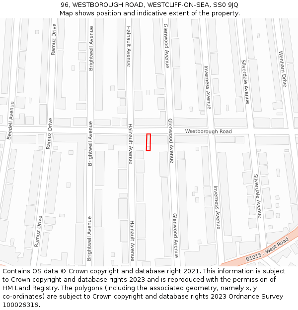 96, WESTBOROUGH ROAD, WESTCLIFF-ON-SEA, SS0 9JQ: Location map and indicative extent of plot