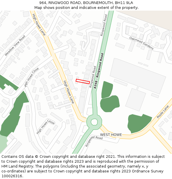 964, RINGWOOD ROAD, BOURNEMOUTH, BH11 9LA: Location map and indicative extent of plot