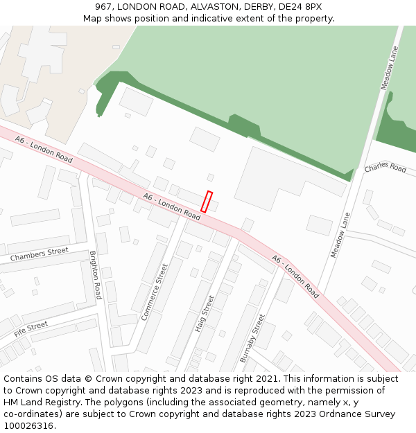 967, LONDON ROAD, ALVASTON, DERBY, DE24 8PX: Location map and indicative extent of plot