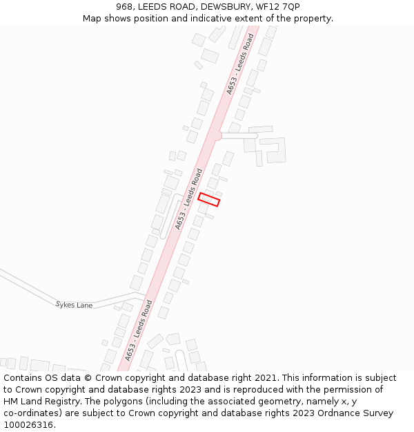 968, LEEDS ROAD, DEWSBURY, WF12 7QP: Location map and indicative extent of plot