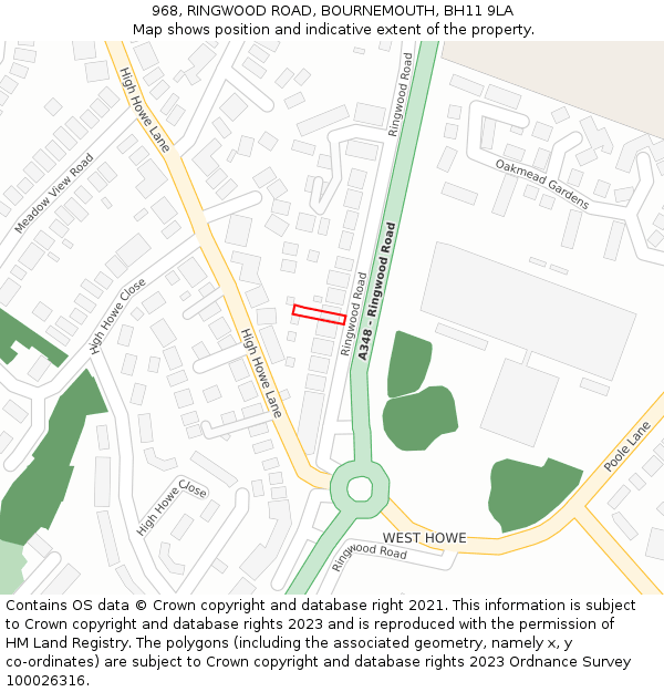 968, RINGWOOD ROAD, BOURNEMOUTH, BH11 9LA: Location map and indicative extent of plot