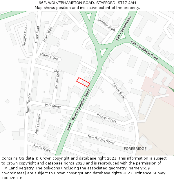 96E, WOLVERHAMPTON ROAD, STAFFORD, ST17 4AH: Location map and indicative extent of plot