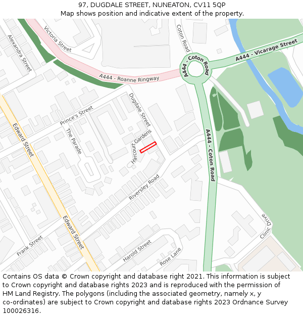 97, DUGDALE STREET, NUNEATON, CV11 5QP: Location map and indicative extent of plot