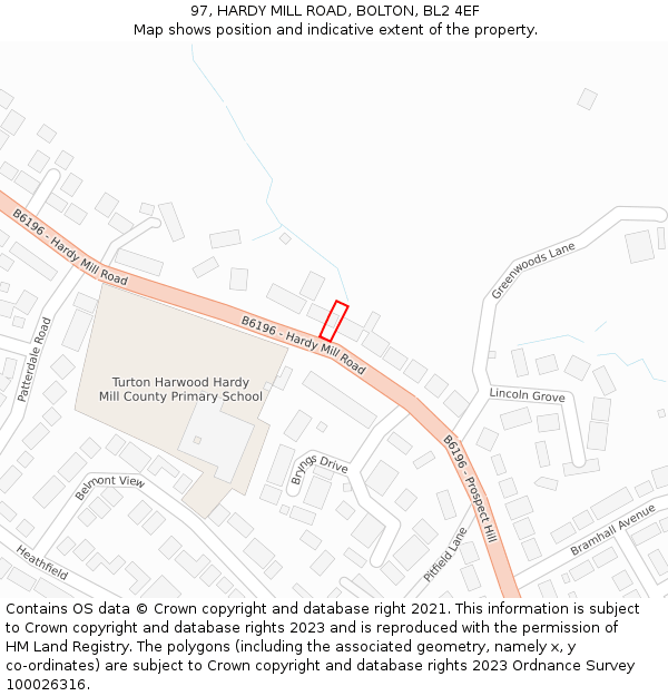 97, HARDY MILL ROAD, BOLTON, BL2 4EF: Location map and indicative extent of plot