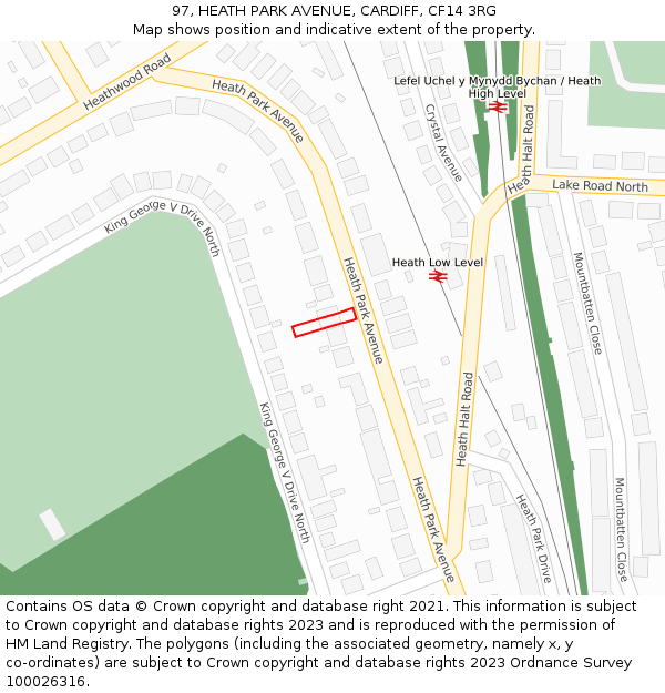 97, HEATH PARK AVENUE, CARDIFF, CF14 3RG: Location map and indicative extent of plot