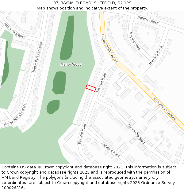 97, RAYNALD ROAD, SHEFFIELD, S2 1PS: Location map and indicative extent of plot