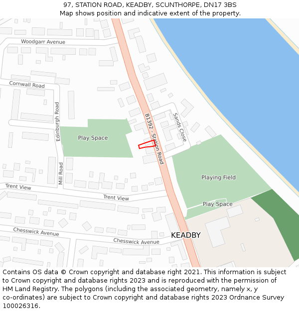 97, STATION ROAD, KEADBY, SCUNTHORPE, DN17 3BS: Location map and indicative extent of plot