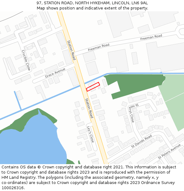 97, STATION ROAD, NORTH HYKEHAM, LINCOLN, LN6 9AL: Location map and indicative extent of plot