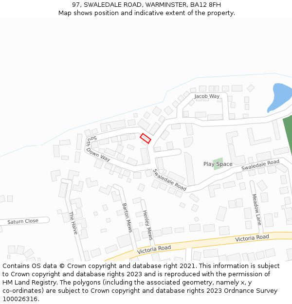 97, SWALEDALE ROAD, WARMINSTER, BA12 8FH: Location map and indicative extent of plot