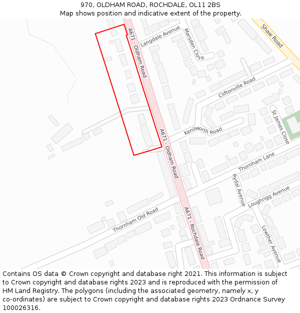 970, OLDHAM ROAD, ROCHDALE, OL11 2BS: Location map and indicative extent of plot
