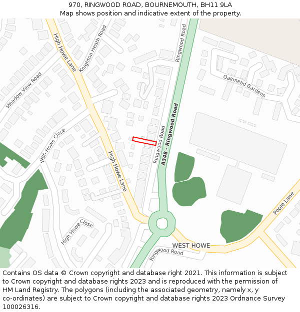 970, RINGWOOD ROAD, BOURNEMOUTH, BH11 9LA: Location map and indicative extent of plot