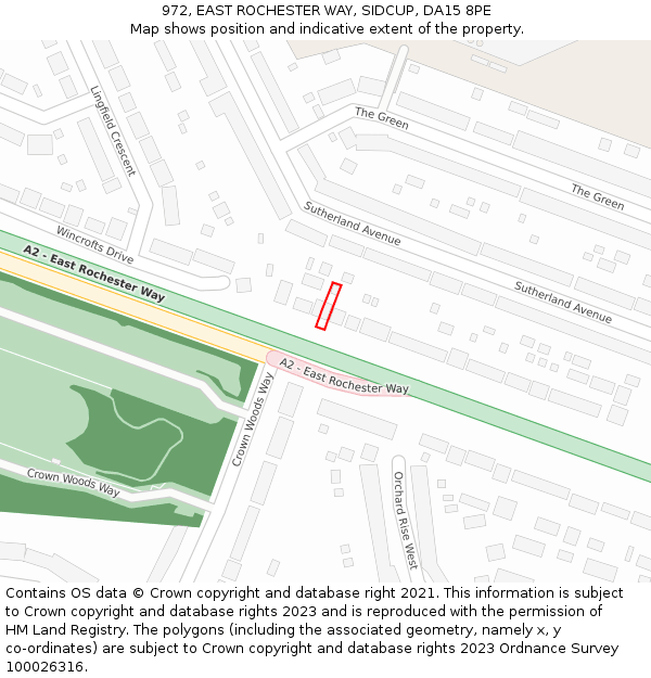 972, EAST ROCHESTER WAY, SIDCUP, DA15 8PE: Location map and indicative extent of plot