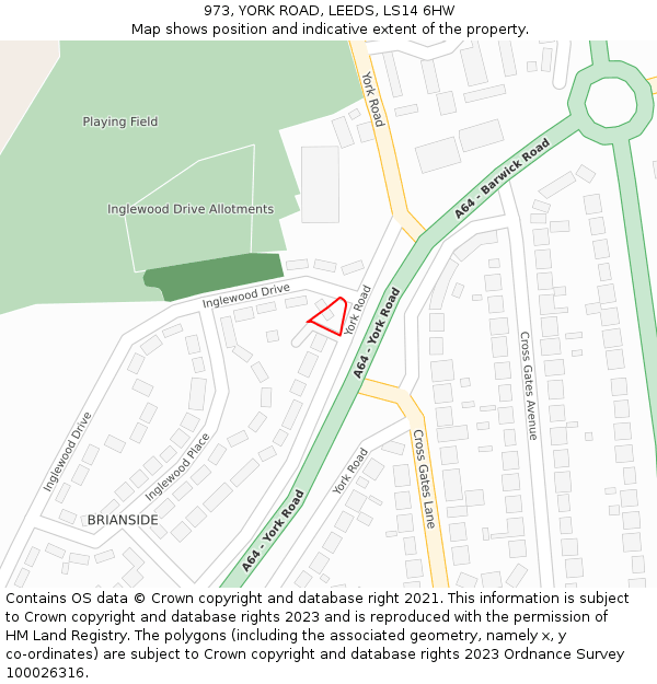 973, YORK ROAD, LEEDS, LS14 6HW: Location map and indicative extent of plot