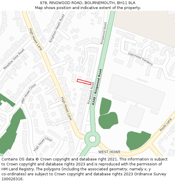 978, RINGWOOD ROAD, BOURNEMOUTH, BH11 9LA: Location map and indicative extent of plot