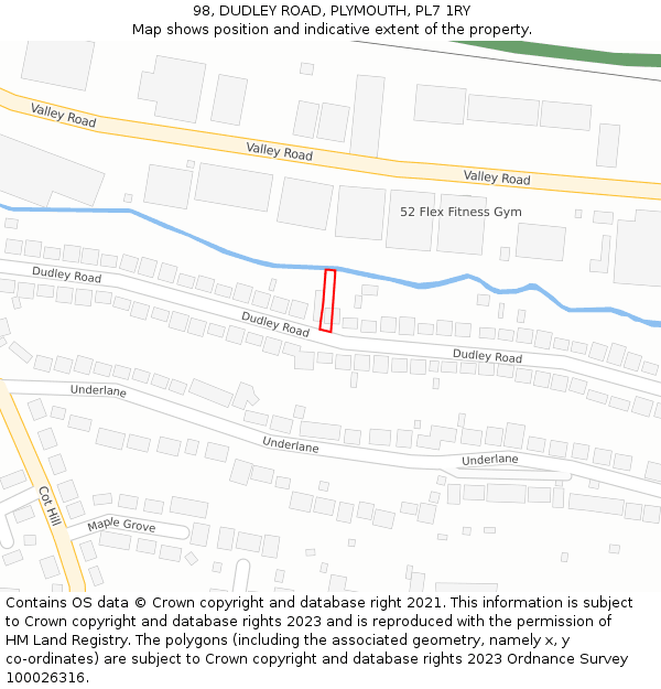 98, DUDLEY ROAD, PLYMOUTH, PL7 1RY: Location map and indicative extent of plot
