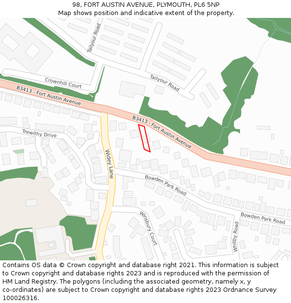 98, FORT AUSTIN AVENUE, PLYMOUTH, PL6 5NP: Location map and indicative extent of plot