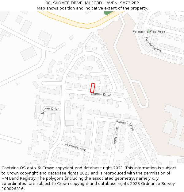 98, SKOMER DRIVE, MILFORD HAVEN, SA73 2RP: Location map and indicative extent of plot