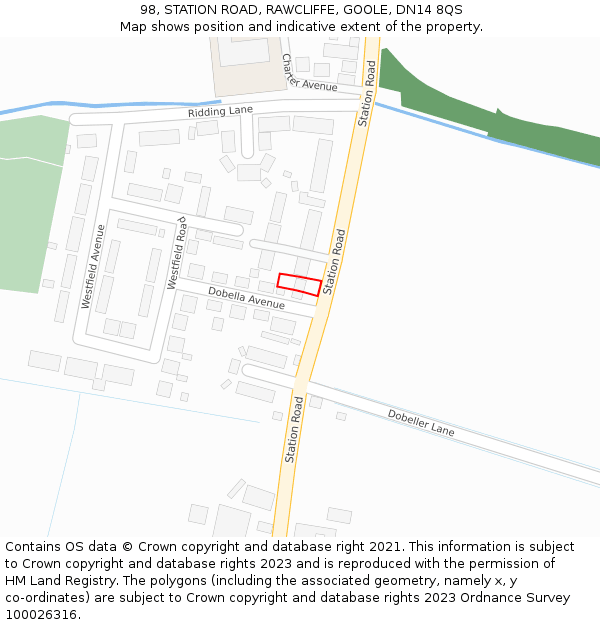 98, STATION ROAD, RAWCLIFFE, GOOLE, DN14 8QS: Location map and indicative extent of plot