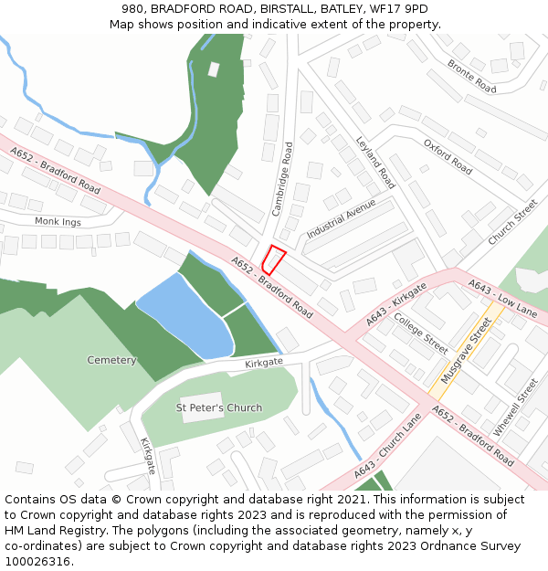 980, BRADFORD ROAD, BIRSTALL, BATLEY, WF17 9PD: Location map and indicative extent of plot