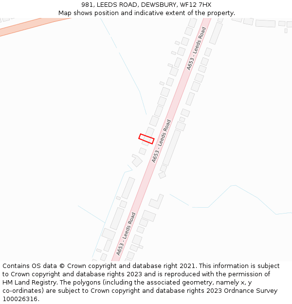 981, LEEDS ROAD, DEWSBURY, WF12 7HX: Location map and indicative extent of plot