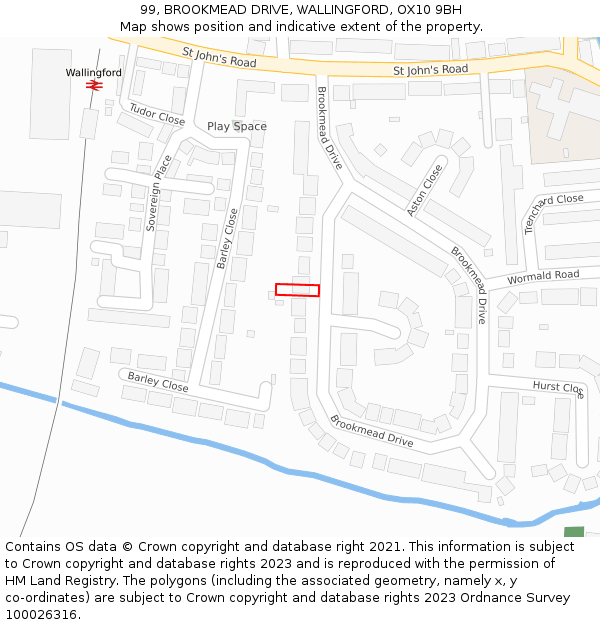 99, BROOKMEAD DRIVE, WALLINGFORD, OX10 9BH: Location map and indicative extent of plot