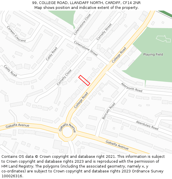 99, COLLEGE ROAD, LLANDAFF NORTH, CARDIFF, CF14 2NR: Location map and indicative extent of plot