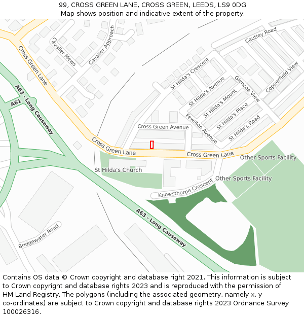 99, CROSS GREEN LANE, CROSS GREEN, LEEDS, LS9 0DG: Location map and indicative extent of plot