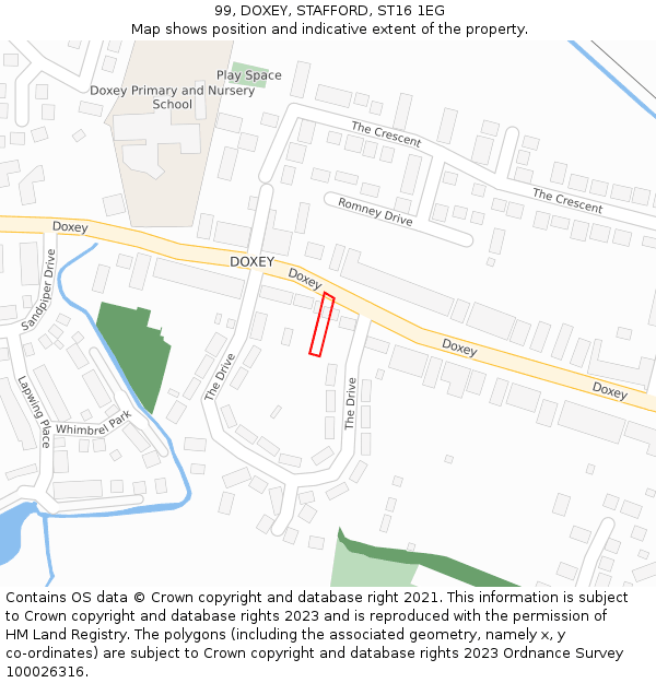 99, DOXEY, STAFFORD, ST16 1EG: Location map and indicative extent of plot