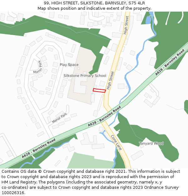 99, HIGH STREET, SILKSTONE, BARNSLEY, S75 4LR: Location map and indicative extent of plot