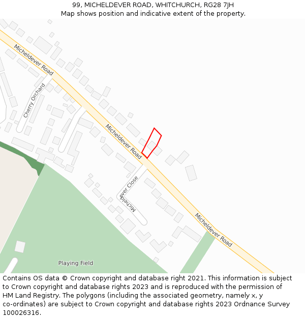 99, MICHELDEVER ROAD, WHITCHURCH, RG28 7JH: Location map and indicative extent of plot