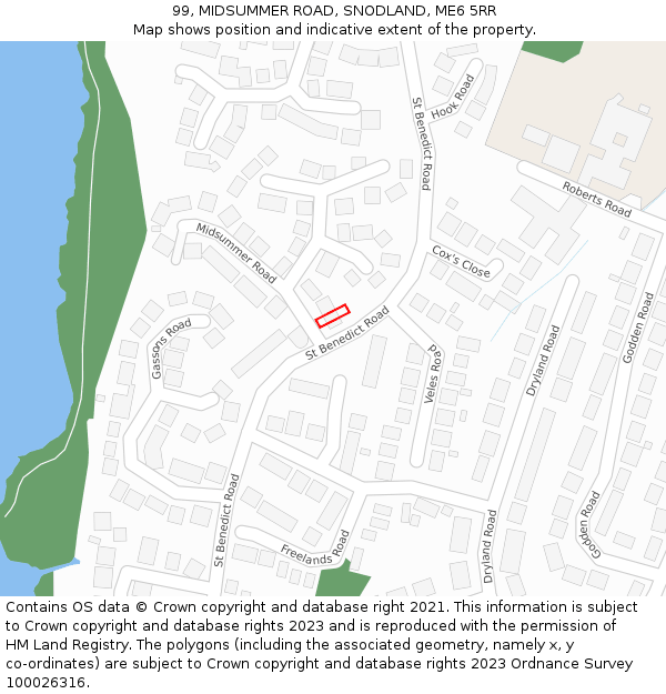 99, MIDSUMMER ROAD, SNODLAND, ME6 5RR: Location map and indicative extent of plot