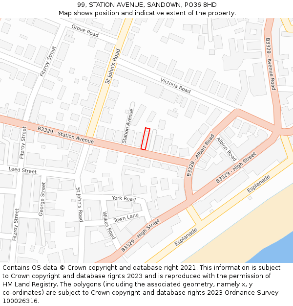 99, STATION AVENUE, SANDOWN, PO36 8HD: Location map and indicative extent of plot