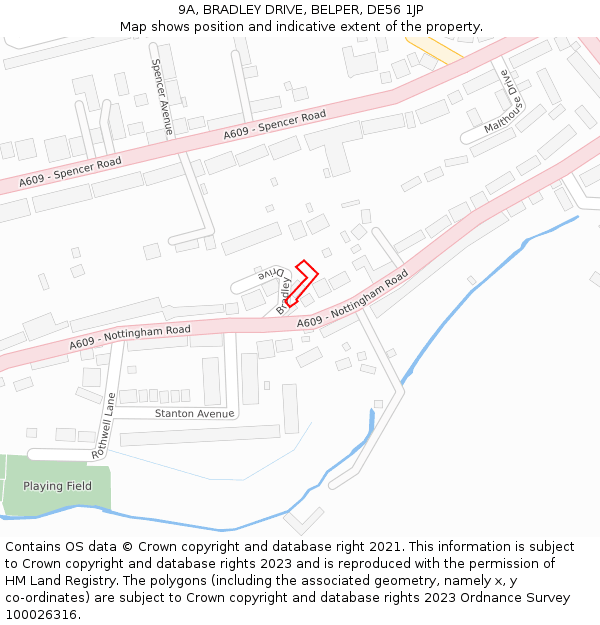 9A, BRADLEY DRIVE, BELPER, DE56 1JP: Location map and indicative extent of plot