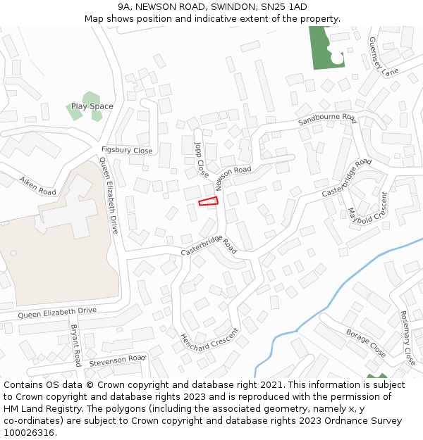 9A, NEWSON ROAD, SWINDON, SN25 1AD: Location map and indicative extent of plot
