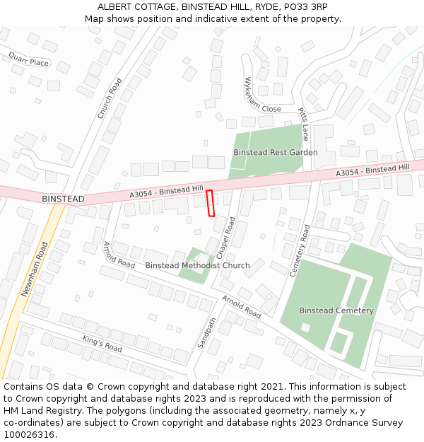 ALBERT COTTAGE, BINSTEAD HILL, RYDE, PO33 3RP: Location map and indicative extent of plot