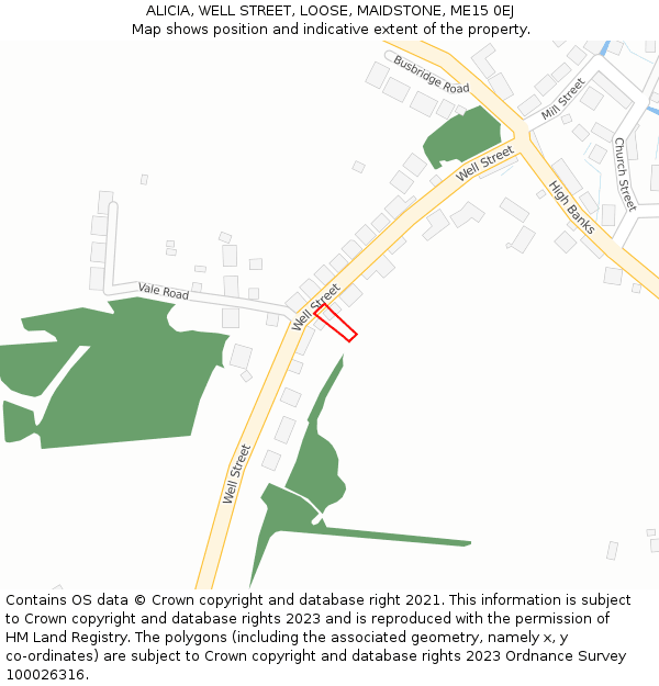 ALICIA, WELL STREET, LOOSE, MAIDSTONE, ME15 0EJ: Location map and indicative extent of plot