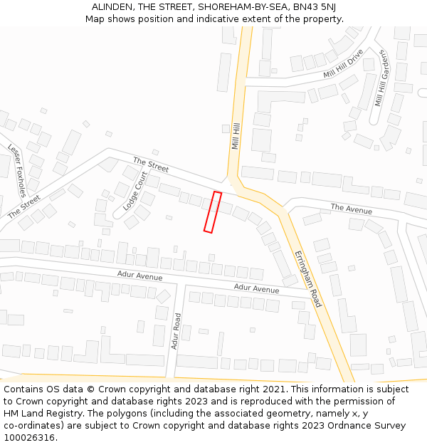 ALINDEN, THE STREET, SHOREHAM-BY-SEA, BN43 5NJ: Location map and indicative extent of plot