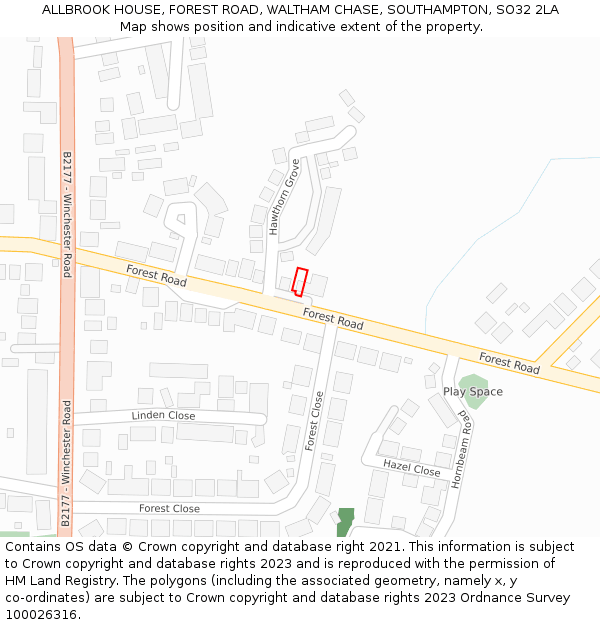 ALLBROOK HOUSE, FOREST ROAD, WALTHAM CHASE, SOUTHAMPTON, SO32 2LA: Location map and indicative extent of plot