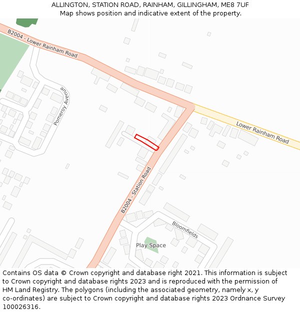 ALLINGTON, STATION ROAD, RAINHAM, GILLINGHAM, ME8 7UF: Location map and indicative extent of plot