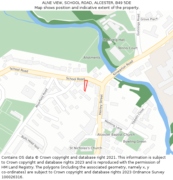 ALNE VIEW, SCHOOL ROAD, ALCESTER, B49 5DE: Location map and indicative extent of plot