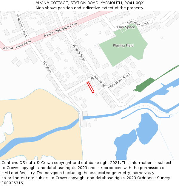 ALVINA COTTAGE, STATION ROAD, YARMOUTH, PO41 0QX: Location map and indicative extent of plot