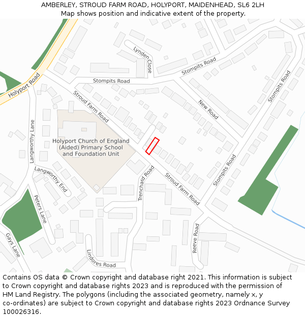 AMBERLEY, STROUD FARM ROAD, HOLYPORT, MAIDENHEAD, SL6 2LH: Location map and indicative extent of plot