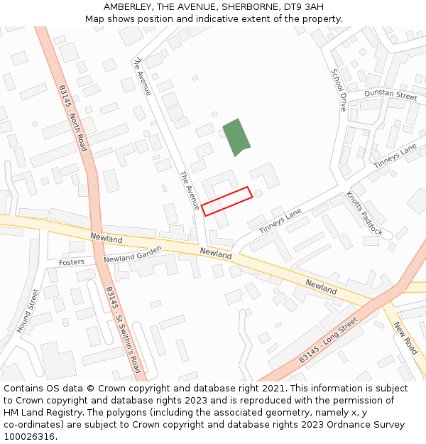 AMBERLEY, THE AVENUE, SHERBORNE, DT9 3AH: Location map and indicative extent of plot