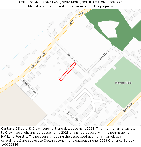 AMBLEDOWN, BROAD LANE, SWANMORE, SOUTHAMPTON, SO32 2PD: Location map and indicative extent of plot