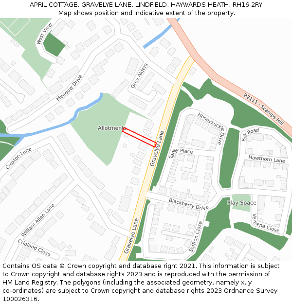 APRIL COTTAGE, GRAVELYE LANE, LINDFIELD, HAYWARDS HEATH, RH16 2RY: Location map and indicative extent of plot