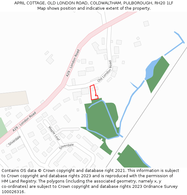 APRIL COTTAGE, OLD LONDON ROAD, COLDWALTHAM, PULBOROUGH, RH20 1LF: Location map and indicative extent of plot